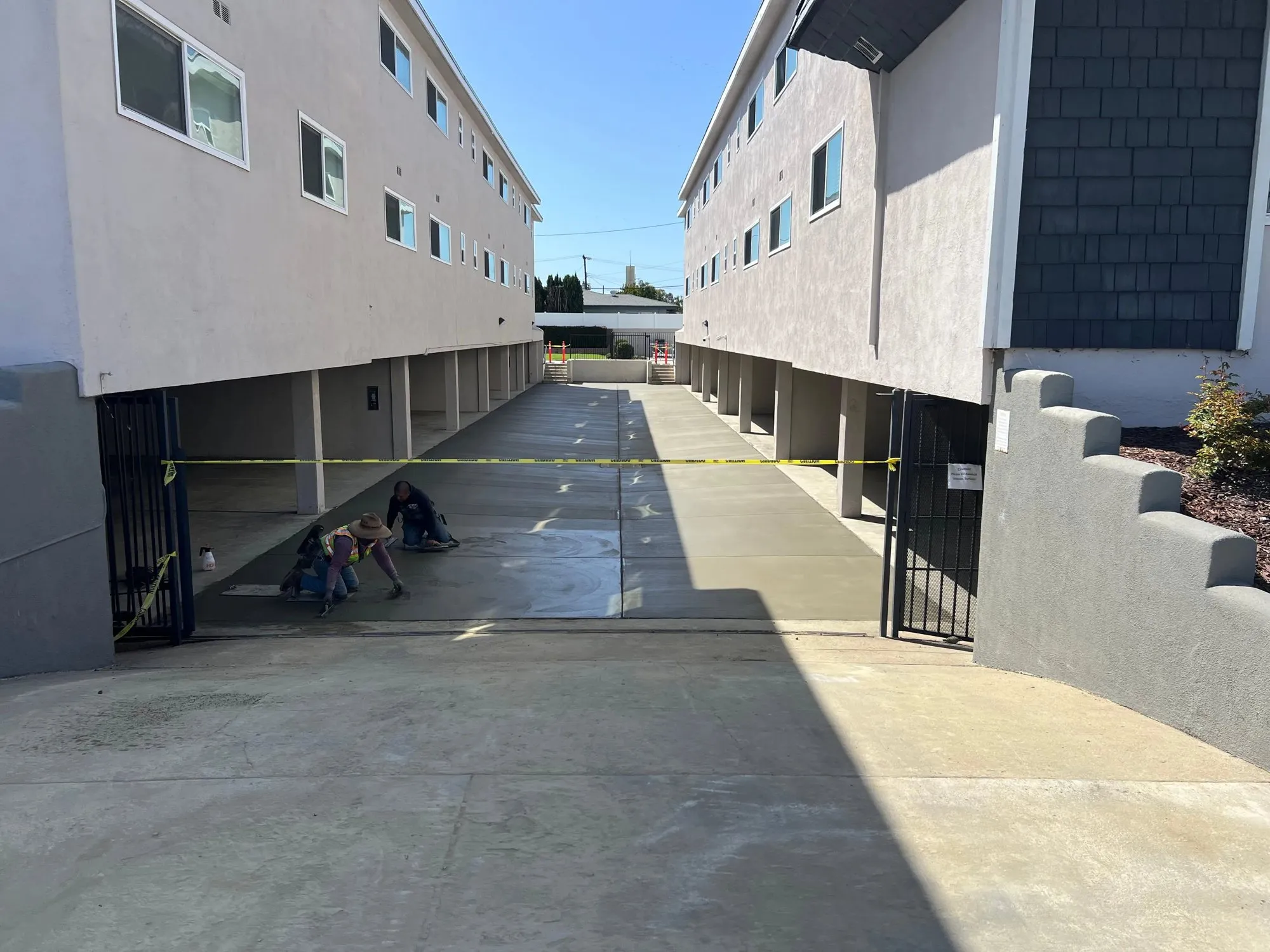Finished concrete driveway with straight expansion joints
